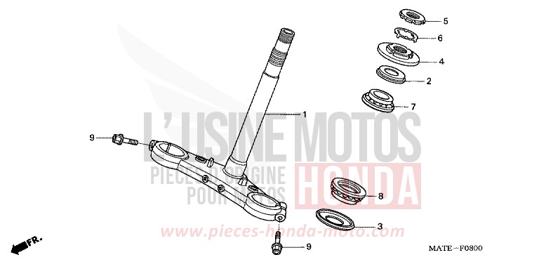 STEERING STEM for Super Blackbird ACCURATE SILVER METALLIC (NH146E) from 2005